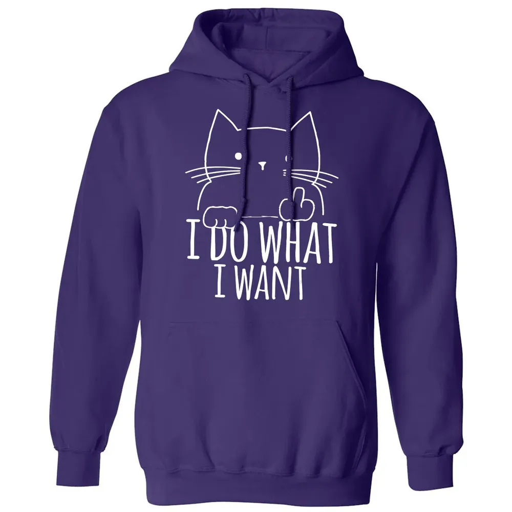 I Do What I Want Cat With Middle Finger Classic Unisex Hoodie - 6