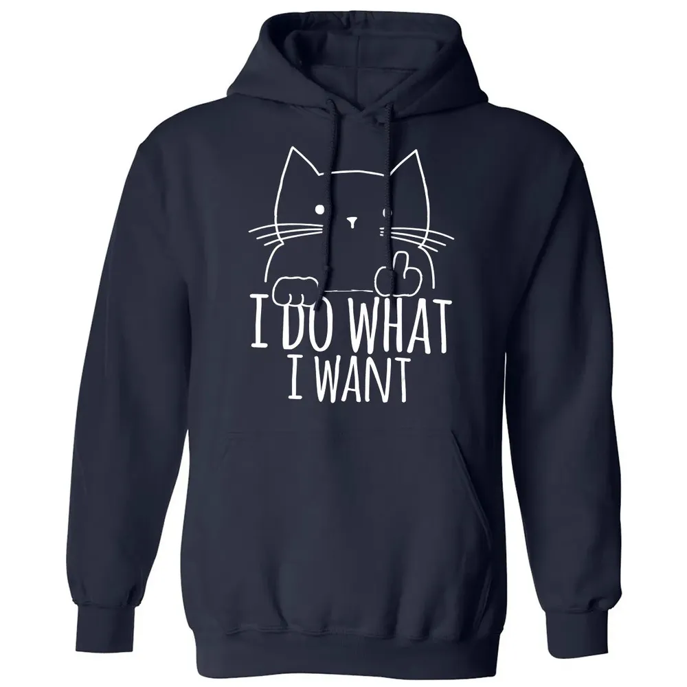 I Do What I Want Cat With Middle Finger Classic Unisex Hoodie - 2
