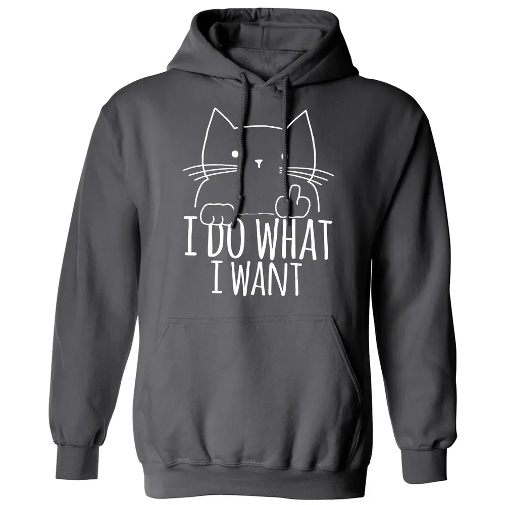 I Do What I Want Cat With Middle Finger Classic Unisex Hoodie - 7