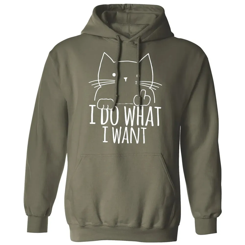 I Do What I Want Cat With Middle Finger Classic Unisex Hoodie - 4