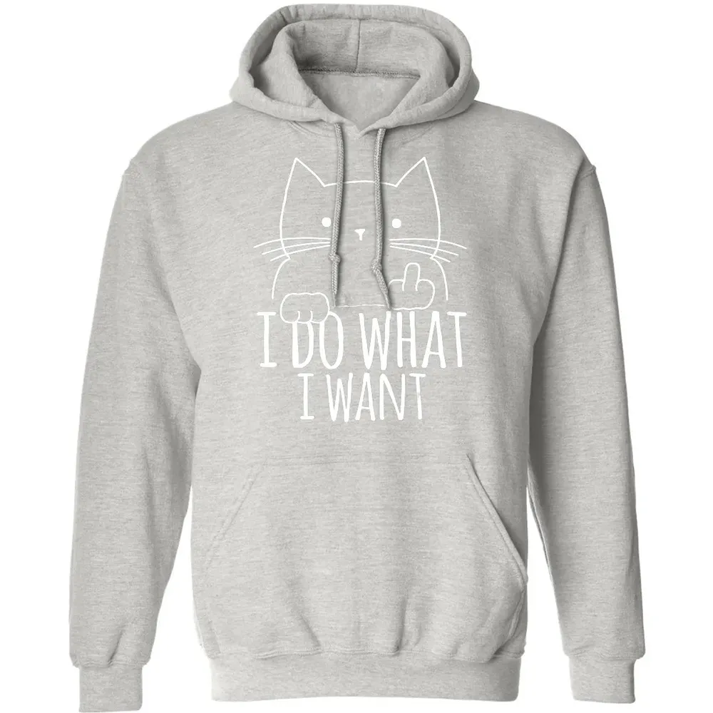 I Do What I Want Cat With Middle Finger Classic Unisex Hoodie - 8