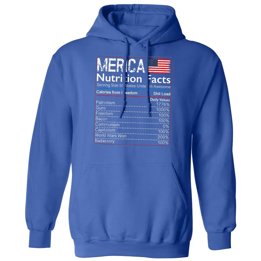 4th of July Proud American  Merica Nutrition Facts Classic Unisex Hoodie - 9