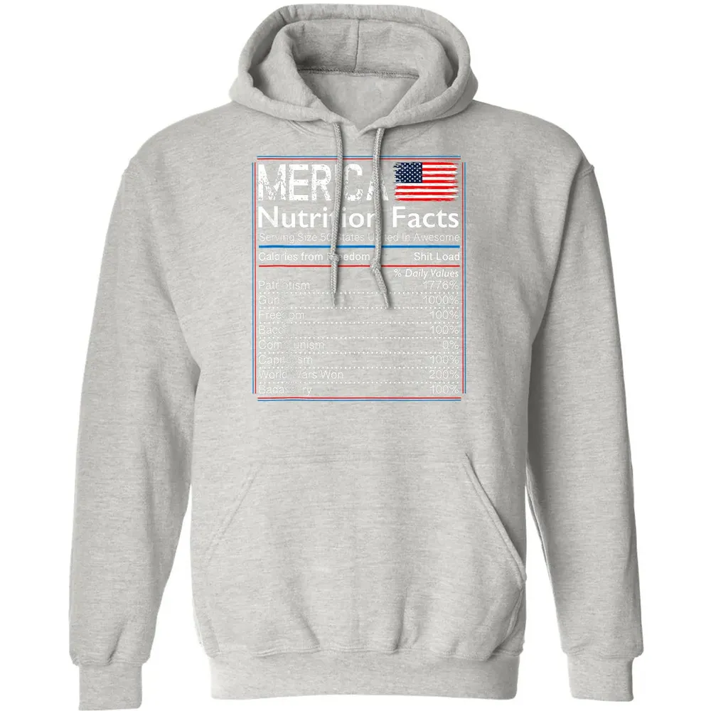 4th of July Proud American  Merica Nutrition Facts Classic Unisex Hoodie - 8