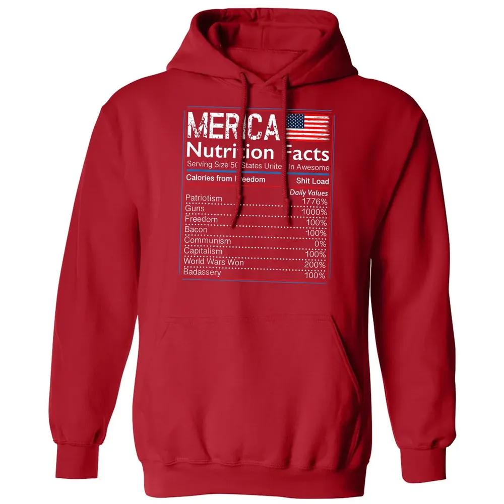 4th of July Proud American  Merica Nutrition Facts Classic Unisex Hoodie - 5