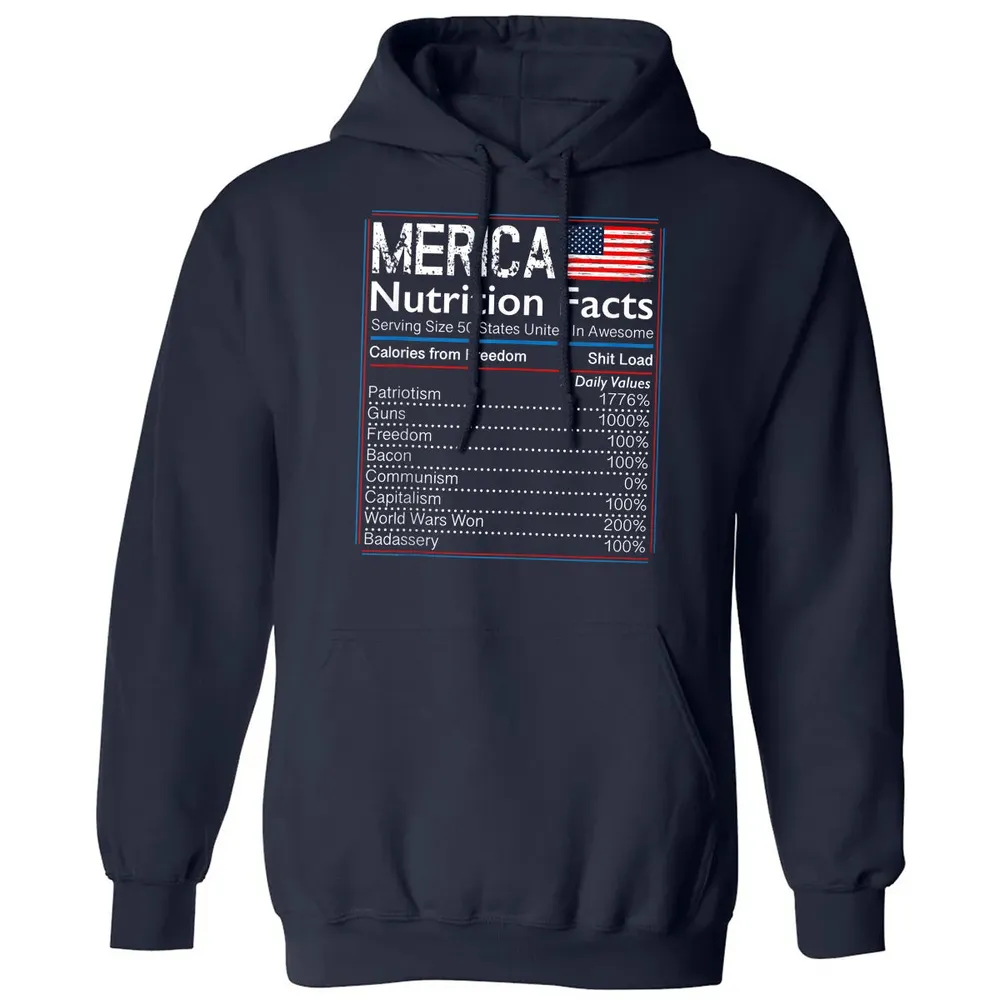 4th of July Proud American  Merica Nutrition Facts Classic Unisex Hoodie - 2