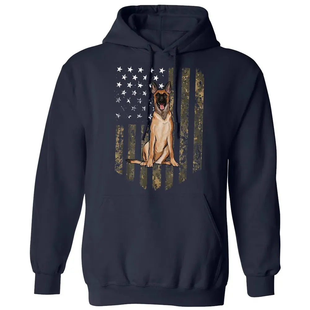 Camo American Flag Belgian Malinoi 4th Of July USA Classic Unisex Hoodie - 2