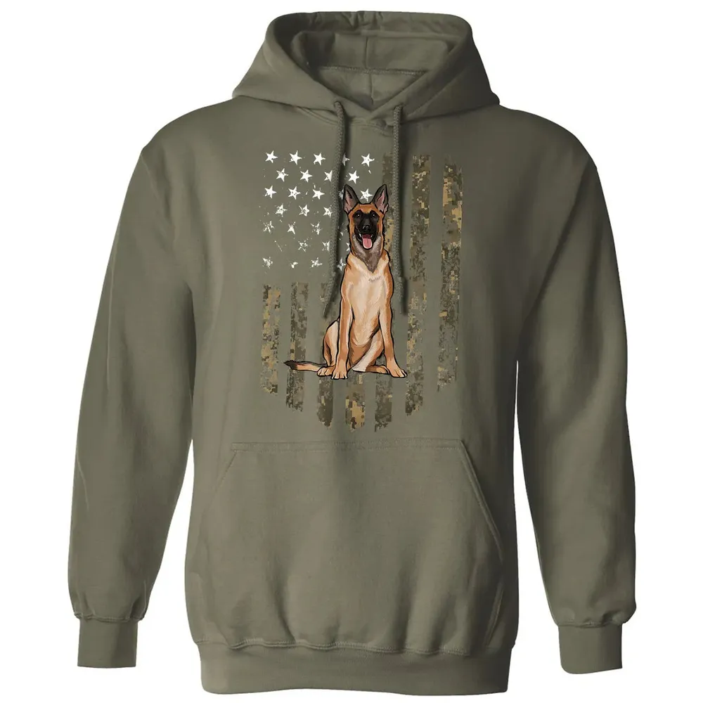 Camo American Flag Belgian Malinoi 4th Of July USA Classic Unisex Hoodie - 4