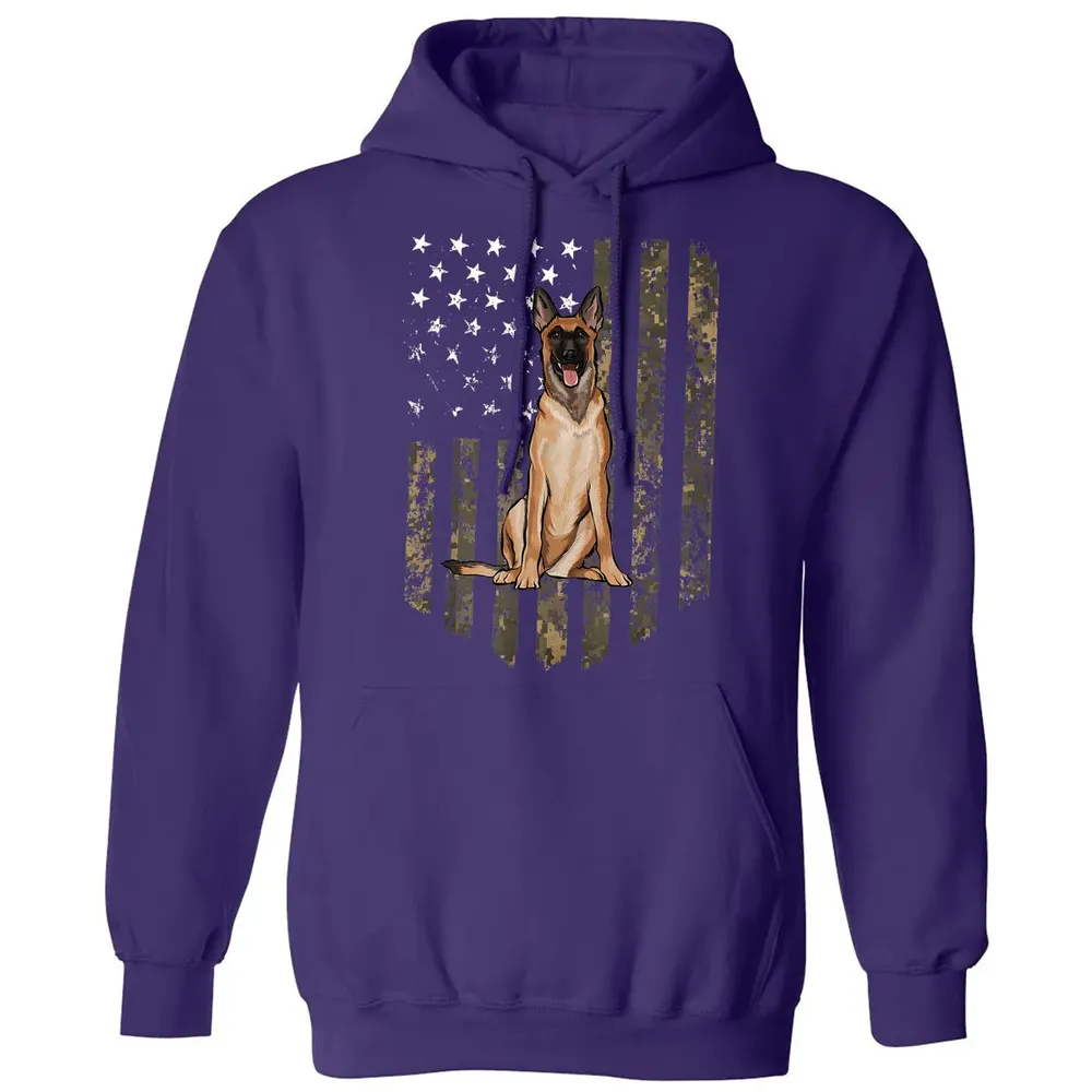 Camo American Flag Belgian Malinoi 4th Of July USA Classic Unisex Hoodie - 6