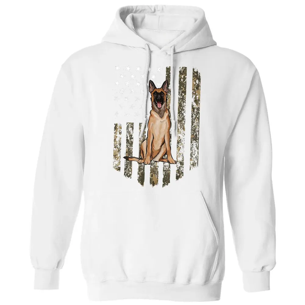 Camo American Flag Belgian Malinoi 4th Of July USA Classic Unisex Hoodie - 11
