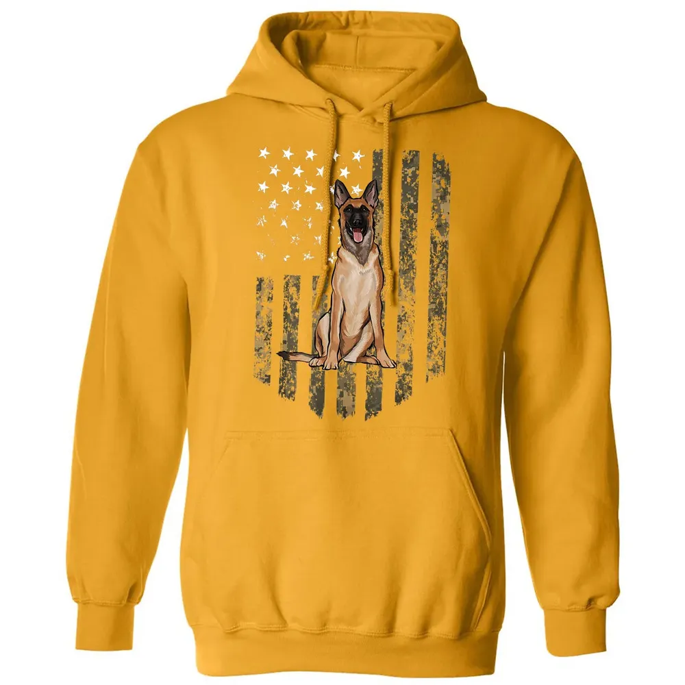 Camo American Flag Belgian Malinoi 4th Of July USA Classic Unisex Hoodie - 12