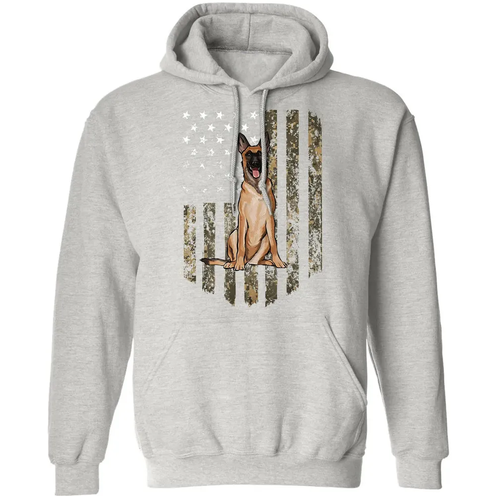 Camo American Flag Belgian Malinoi 4th Of July USA Classic Unisex Hoodie - 8