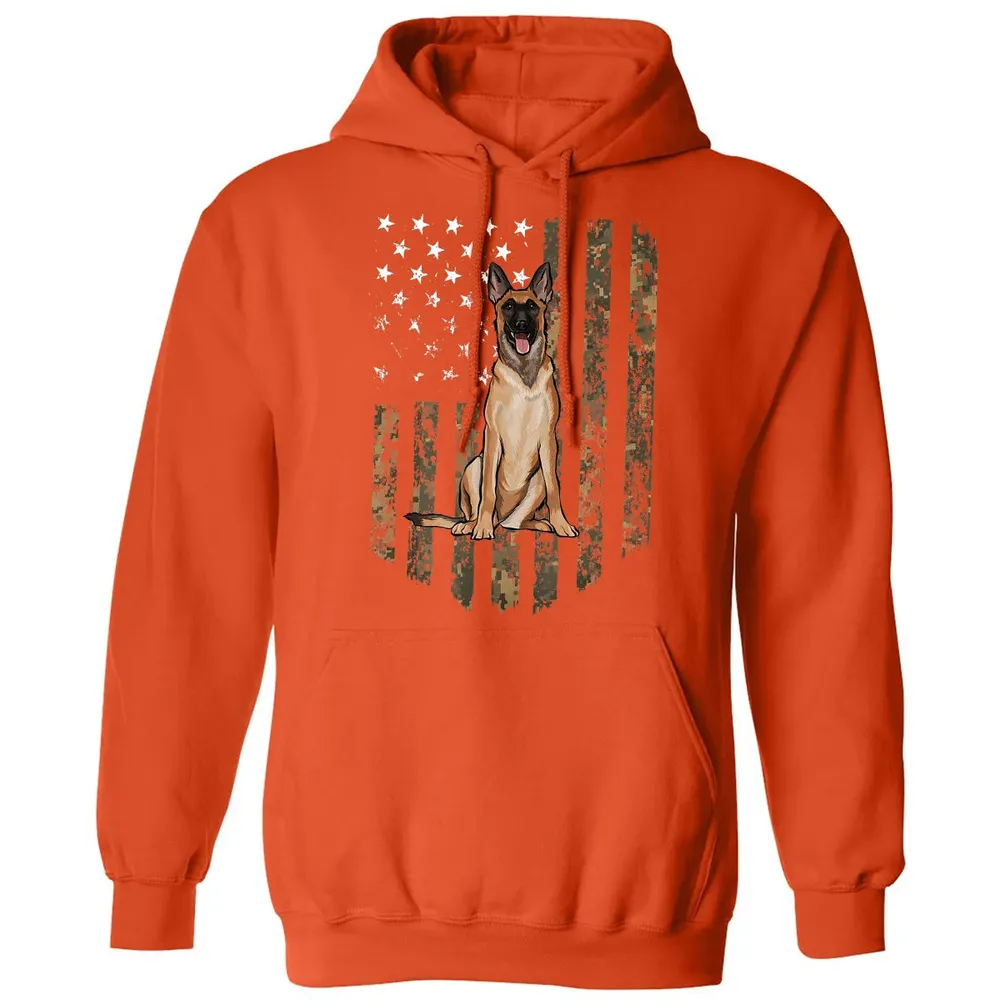 Camo American Flag Belgian Malinoi 4th Of July USA Classic Unisex Hoodie - 10