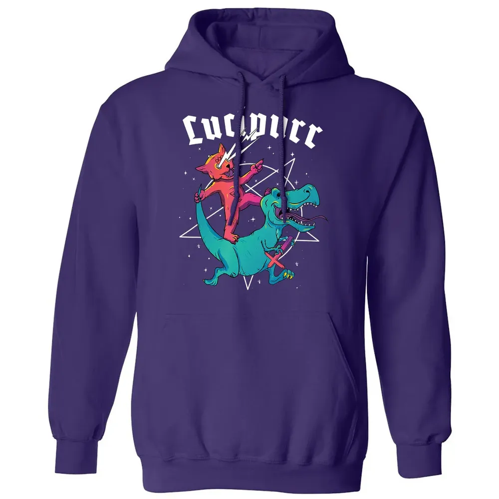 Lucipurr Satanic Cat Riding Trex Dinosaur Sigil Of Lucifer Classic Unisex Hoodie - 6