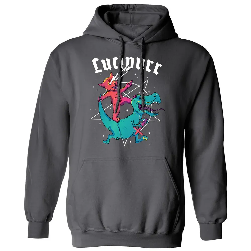 Lucipurr Satanic Cat Riding Trex Dinosaur Sigil Of Lucifer Classic Unisex Hoodie - 7