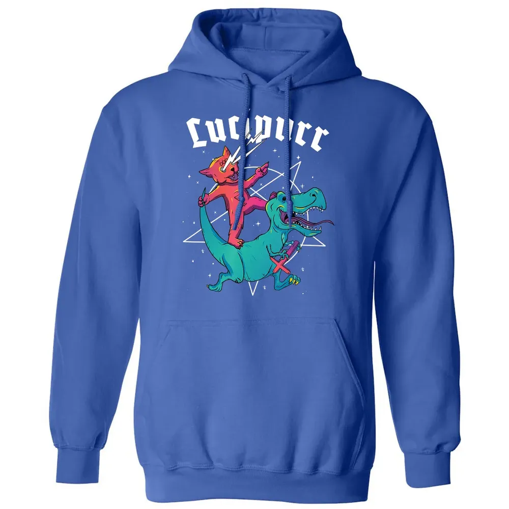 Lucipurr Satanic Cat Riding Trex Dinosaur Sigil Of Lucifer Classic Unisex Hoodie - 9