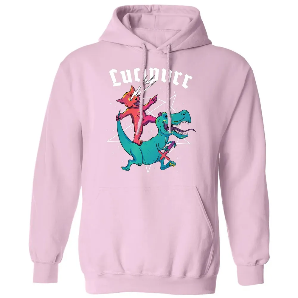 Lucipurr Satanic Cat Riding Trex Dinosaur Sigil Of Lucifer Classic Unisex Hoodie - 3