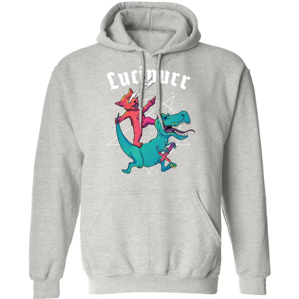 Lucipurr Satanic Cat Riding Trex Dinosaur Sigil Of Lucifer Classic Unisex Hoodie - 8