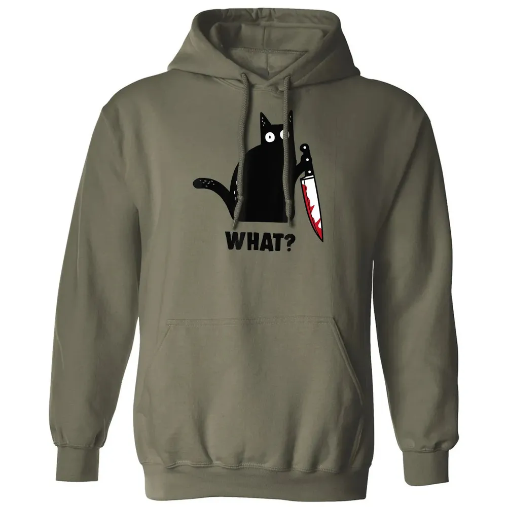 Cat What Funny Black Ca, Murderous Cat With Knife Classic Unisex Hoodie - 4