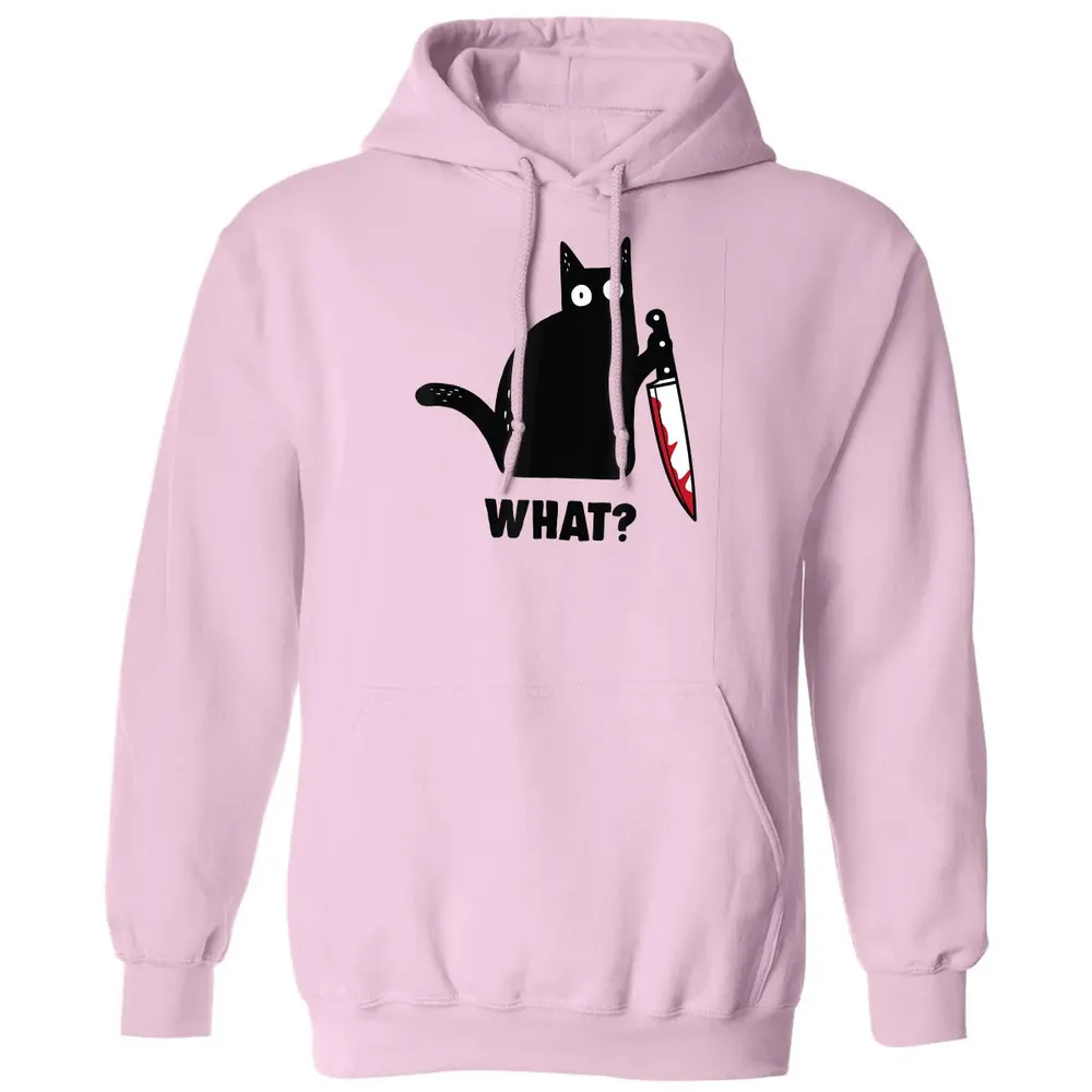 Cat What Funny Black Ca, Murderous Cat With Knife Classic Unisex Hoodie - 3