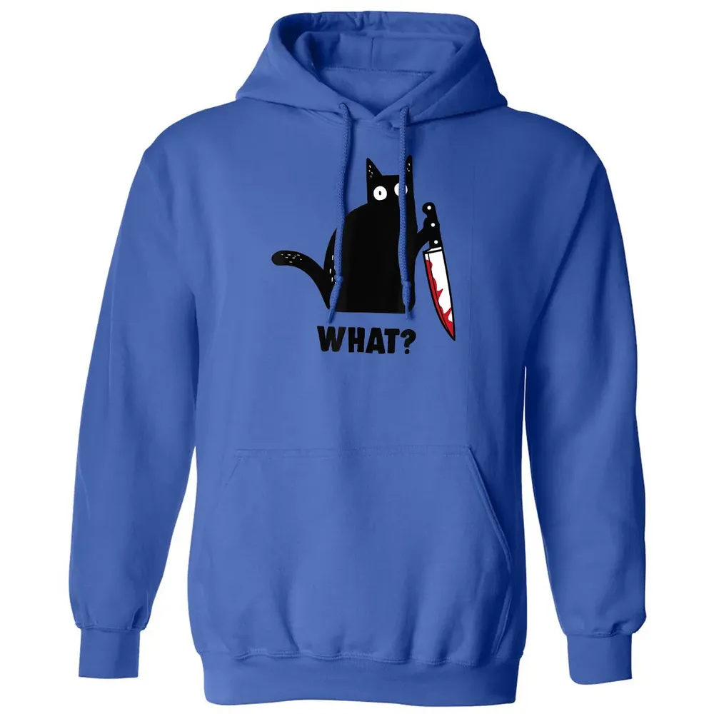 Cat What Funny Black Ca, Murderous Cat With Knife Classic Unisex Hoodie - 9