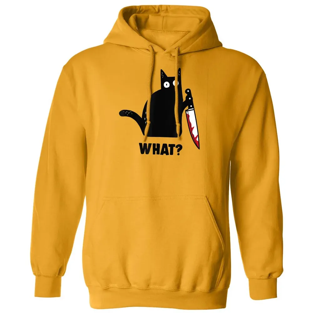 Cat What Funny Black Ca, Murderous Cat With Knife Classic Unisex Hoodie - 12