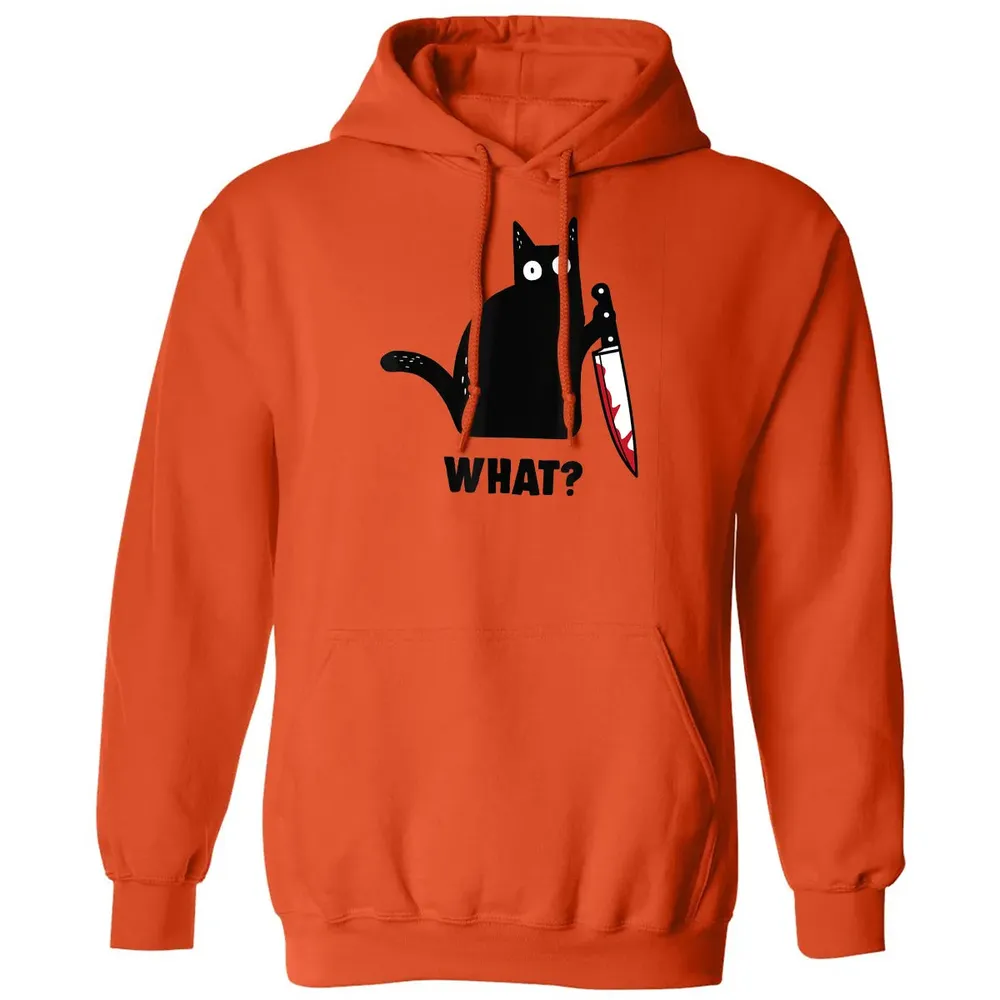 Cat What Funny Black Ca, Murderous Cat With Knife Classic Unisex Hoodie - 10