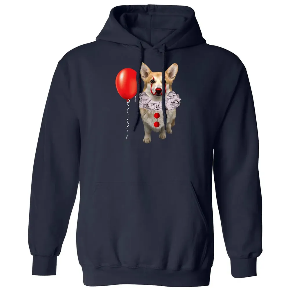 Corgi Scary Clown Funny Corgi Halloween Classic Unisex Hoodie - 2