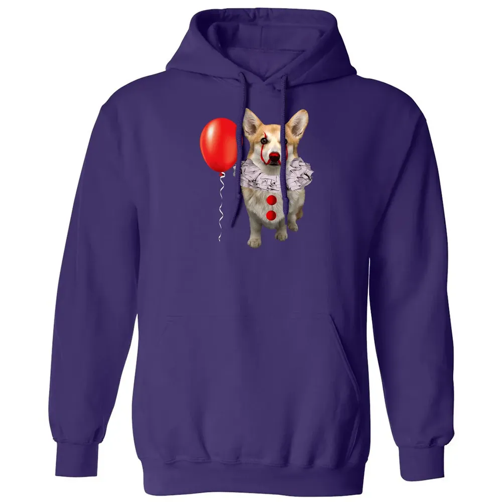Corgi Scary Clown Funny Corgi Halloween Classic Unisex Hoodie - 6