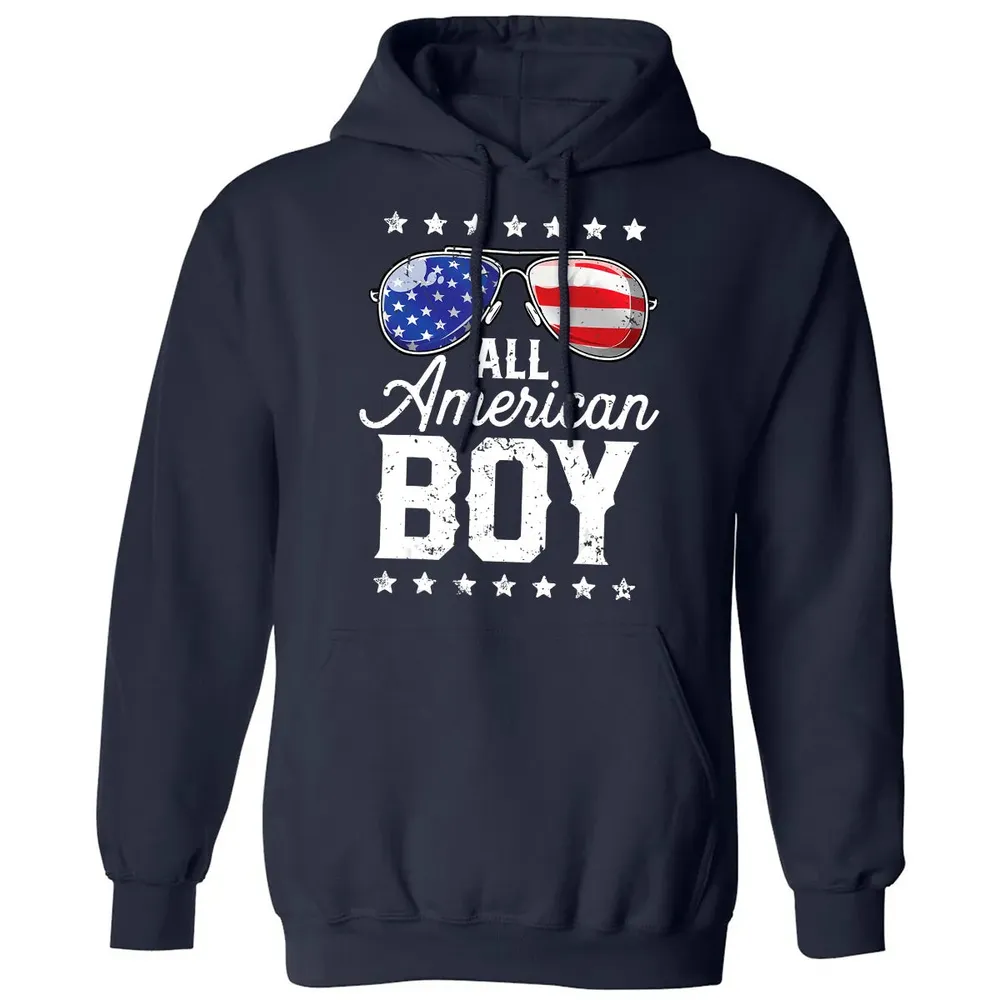 All American Boy 4th of July  Boys Kids Sunglasses Classic Unisex Hoodie - 2