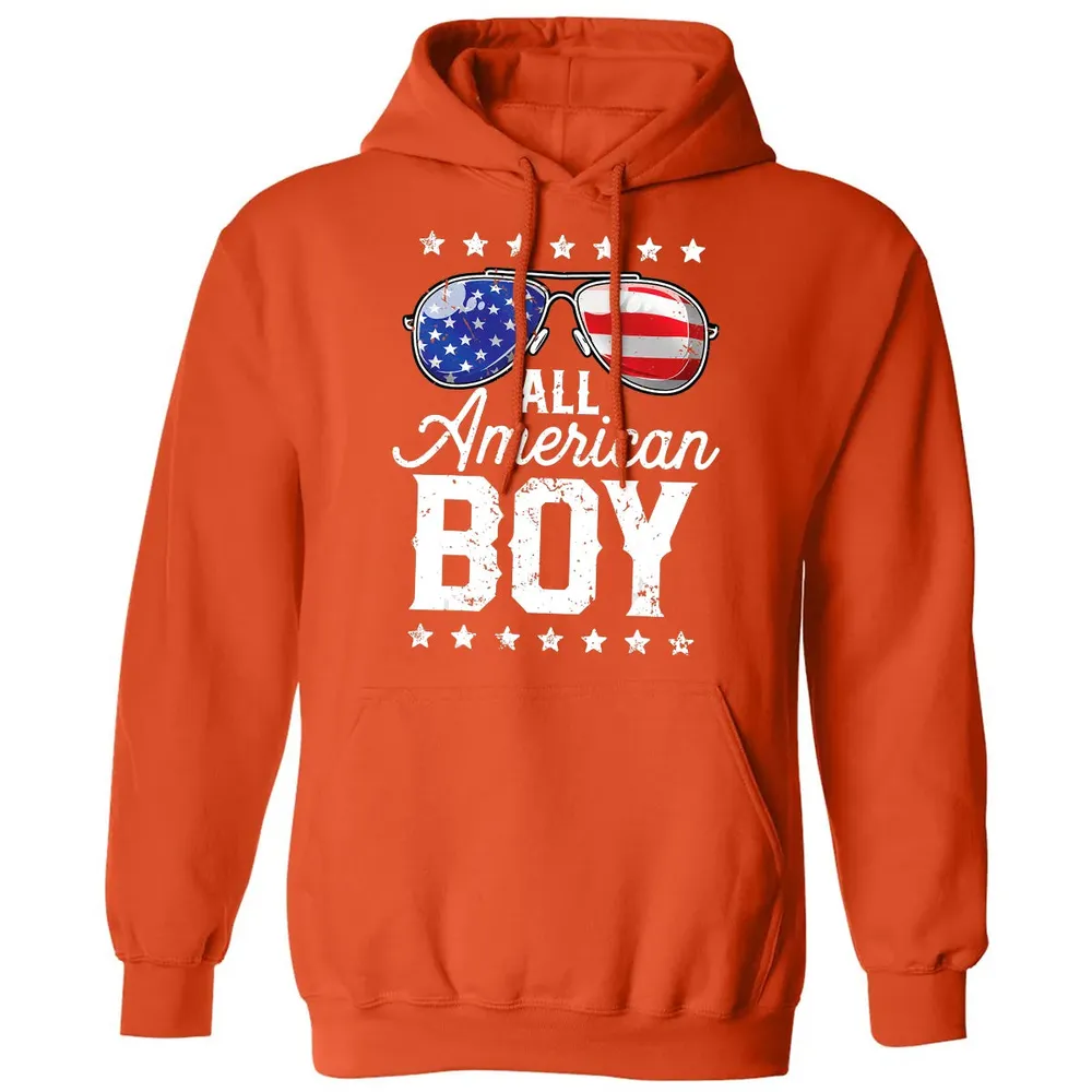 All American Boy 4th of July  Boys Kids Sunglasses Classic Unisex Hoodie - 10