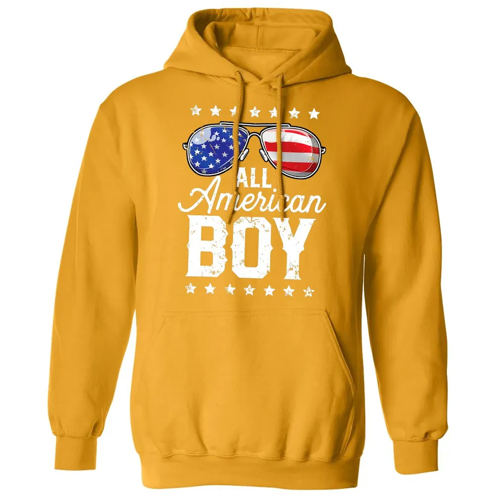 All American Boy 4th of July  Boys Kids Sunglasses Classic Unisex Hoodie - 12