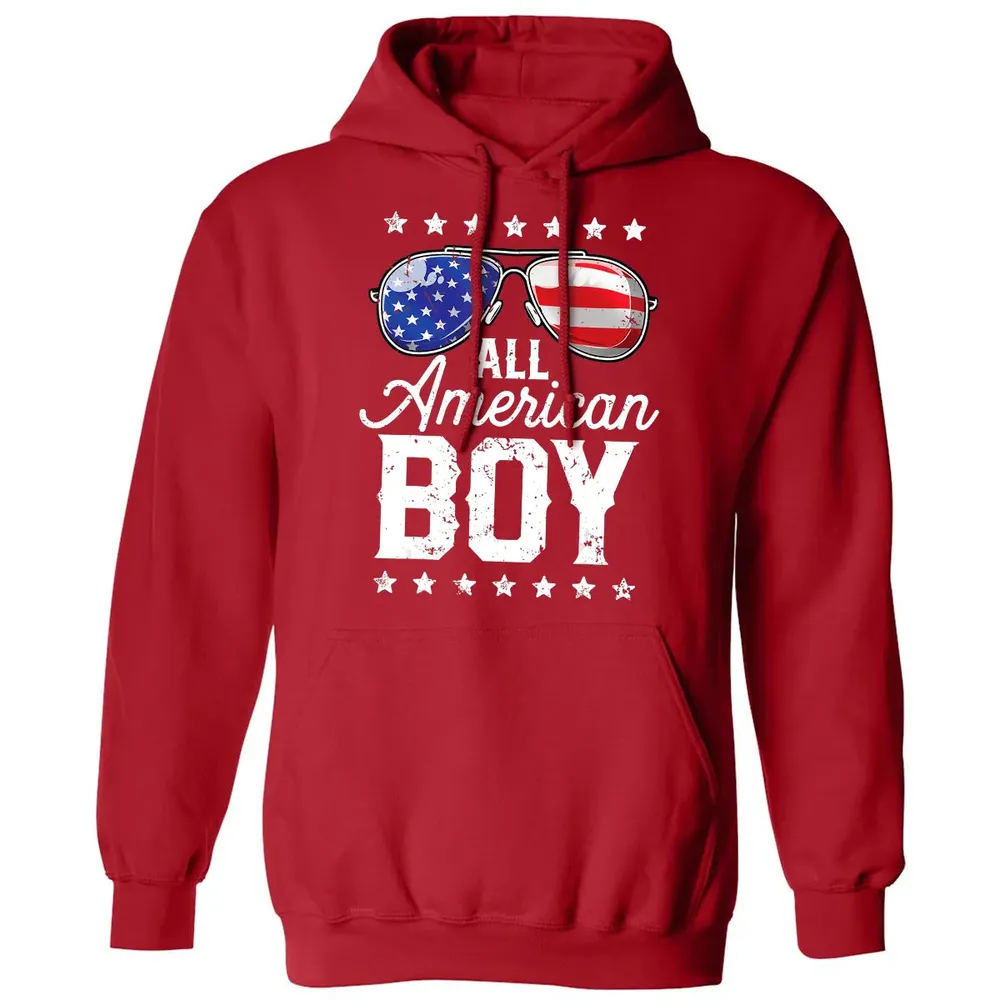 All American Boy 4th of July  Boys Kids Sunglasses Classic Unisex Hoodie - 5