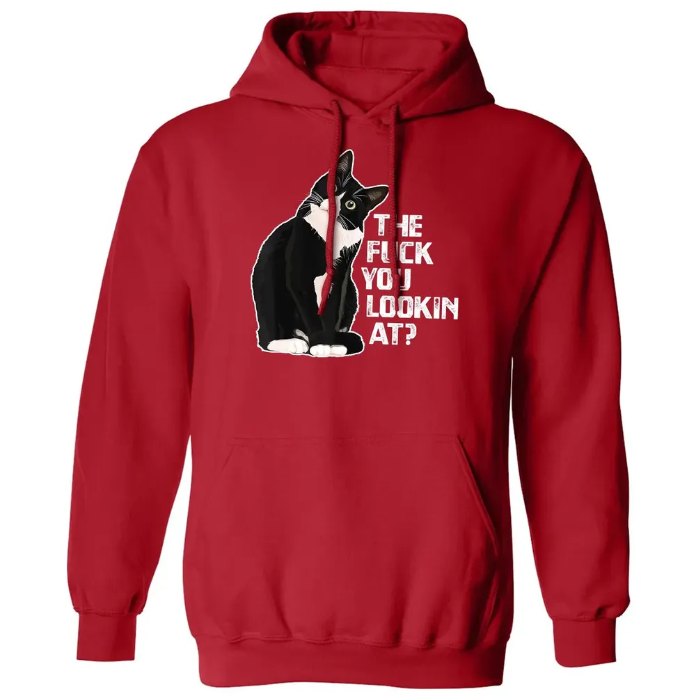 The Fuck You Lookin At Funny Vulgar Novelty for Cat Lovers Classic Unisex Hoodie - 5