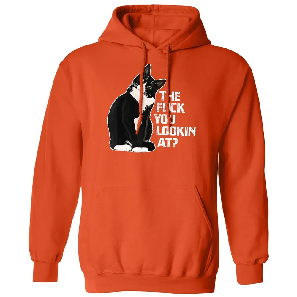 The Fuck You Lookin At Funny Vulgar Novelty for Cat Lovers Classic Unisex Hoodie - 10