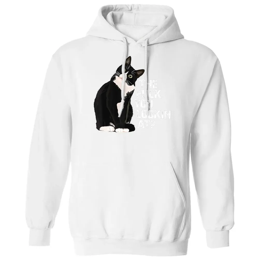 The Fuck You Lookin At Funny Vulgar Novelty for Cat Lovers Classic Unisex Hoodie - 11