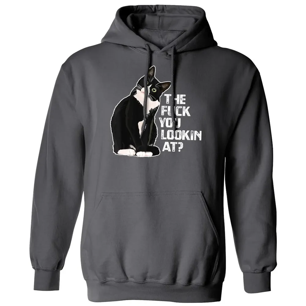 The Fuck You Lookin At Funny Vulgar Novelty for Cat Lovers Classic Unisex Hoodie - 7
