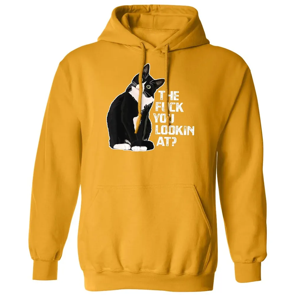 The Fuck You Lookin At Funny Vulgar Novelty for Cat Lovers Classic Unisex Hoodie - 12