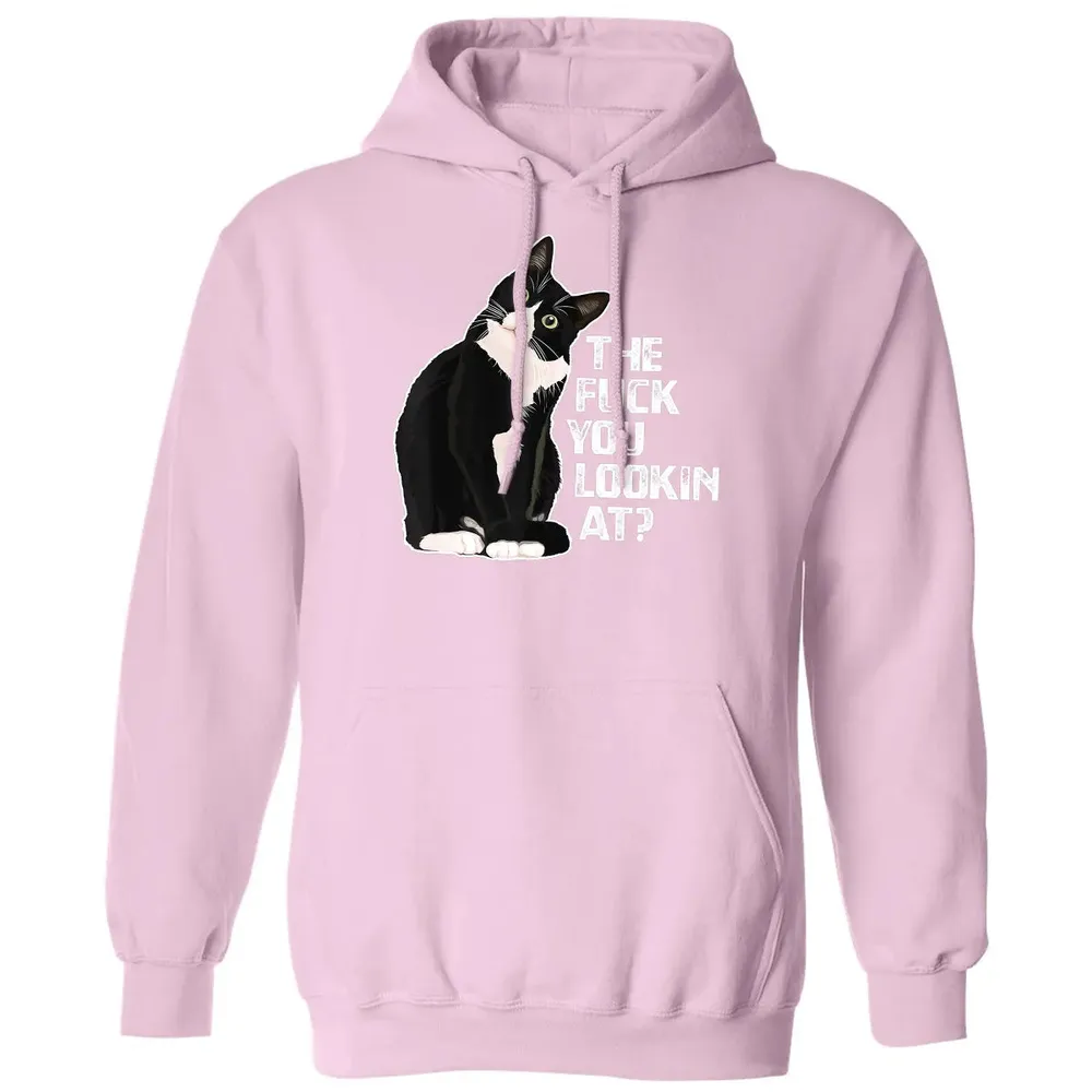 The Fuck You Lookin At Funny Vulgar Novelty for Cat Lovers Classic Unisex Hoodie - 3
