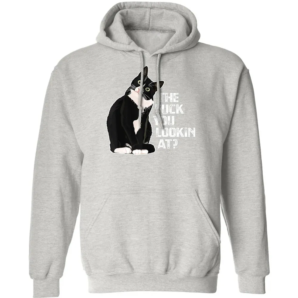 The Fuck You Lookin At Funny Vulgar Novelty for Cat Lovers Classic Unisex Hoodie - 8