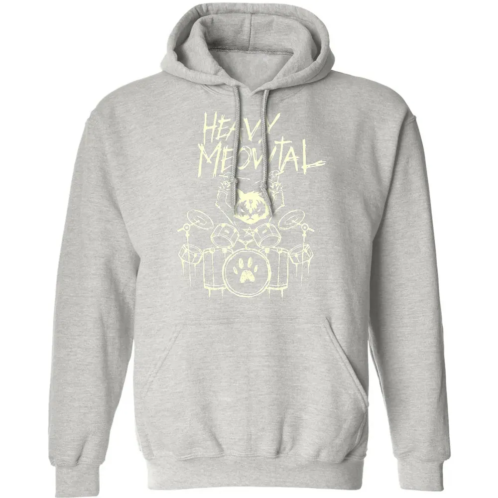 Heavy Metal Headbanger Gift Drummer Cat Playing Drum Meowtal Classic Unisex Hoodie - 8