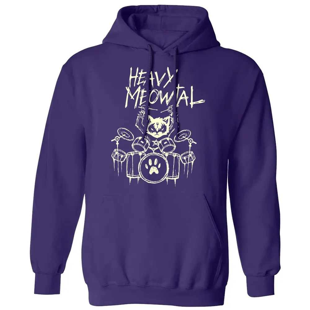 Heavy Metal Headbanger Gift Drummer Cat Playing Drum Meowtal Classic Unisex Hoodie - 6