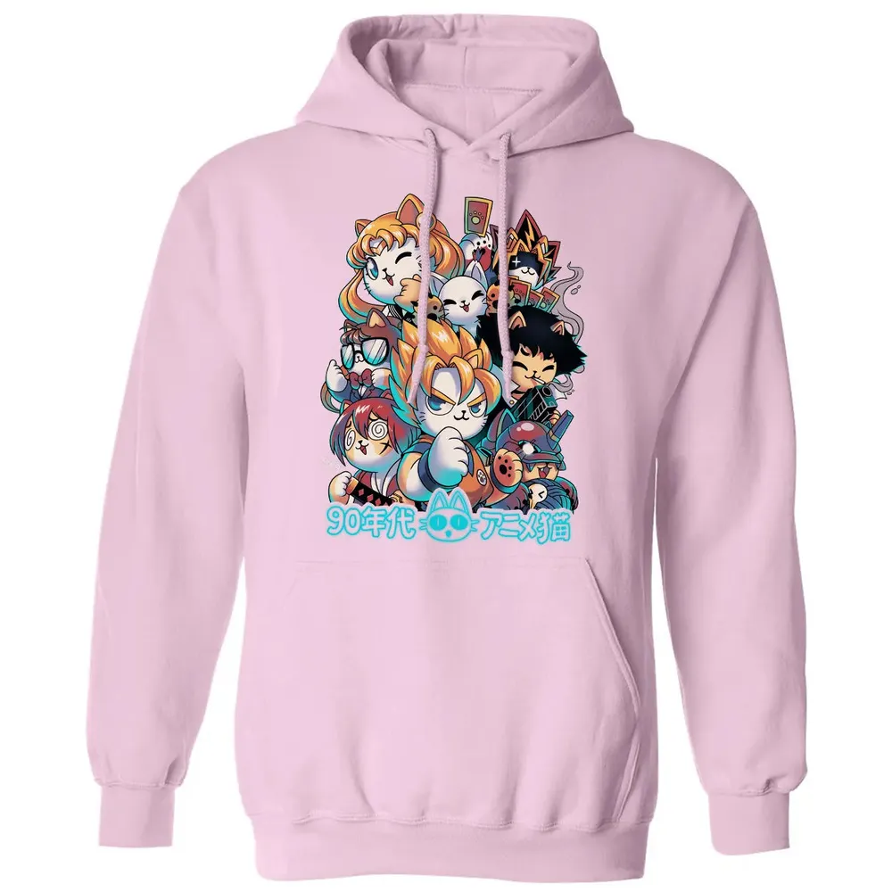 90s Kawaii Anime Neko Classic Unisex Hoodie - 3