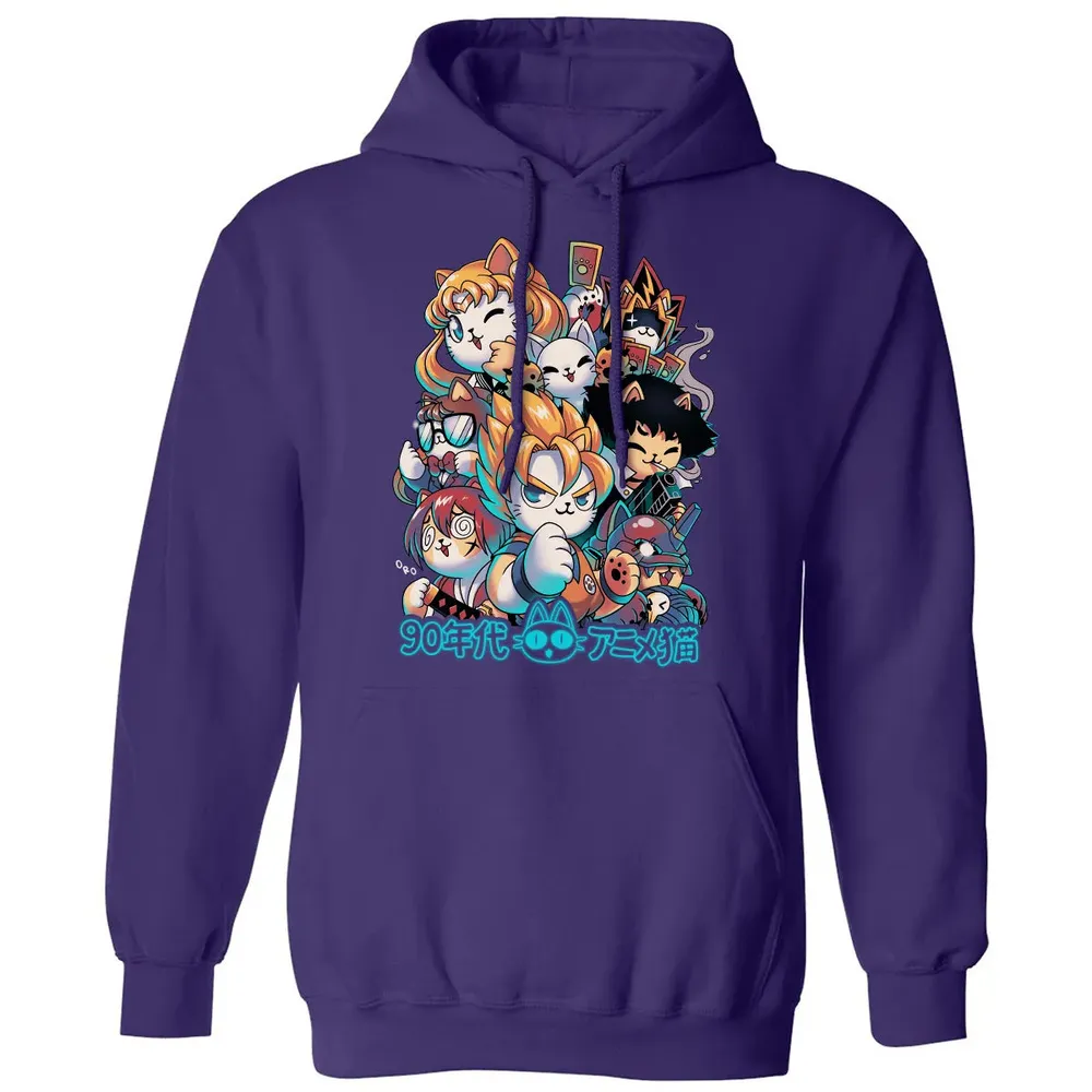 90s Kawaii Anime Neko Classic Unisex Hoodie - 6