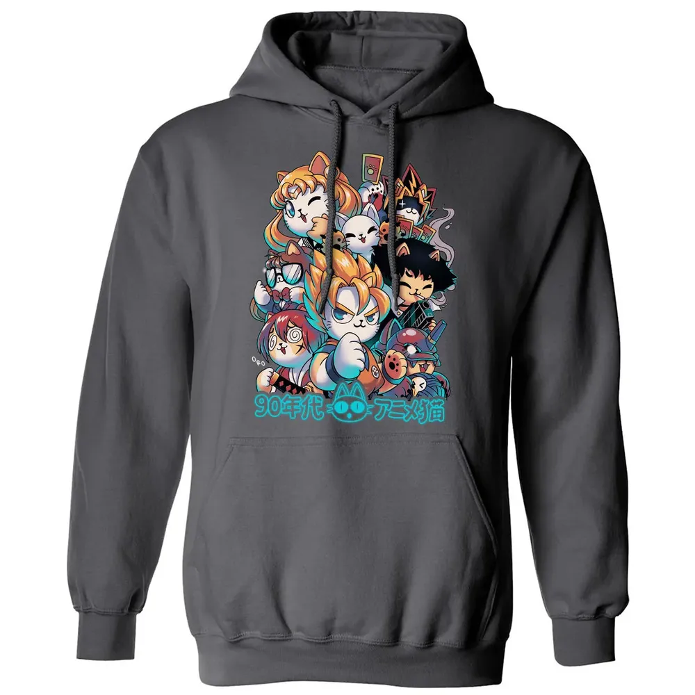 90s Kawaii Anime Neko Classic Unisex Hoodie - 7