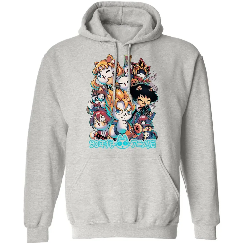 90s Kawaii Anime Neko Classic Unisex Hoodie - 8