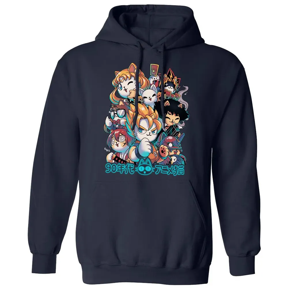 90s Kawaii Anime Neko Classic Unisex Hoodie - 2