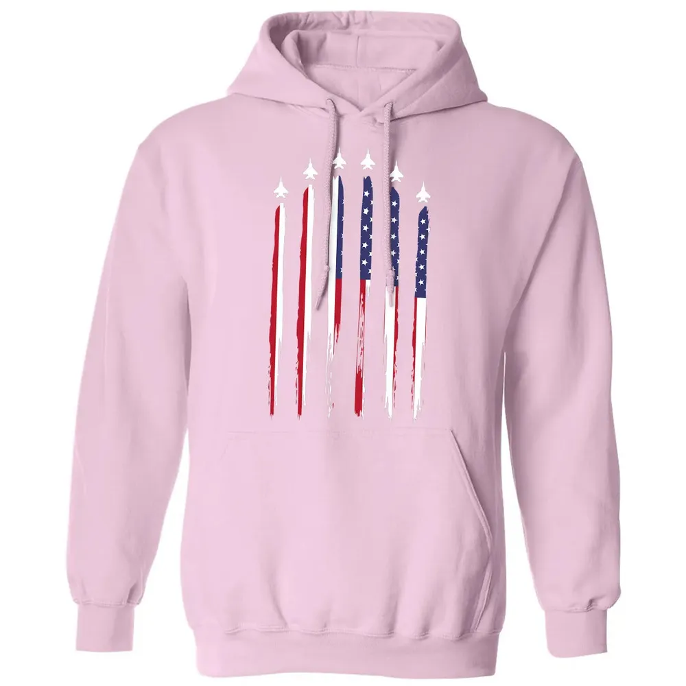 American Flag USA Airplane Jet Fighter 4th of July Patriotic Classic Unisex Hoodie - 3