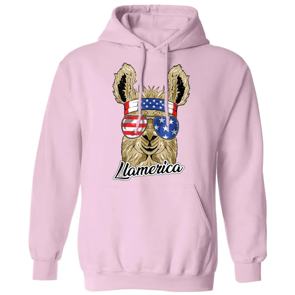 Llamerica American Llama Patriotic USA 4th Of July Funny Classic Unisex Hoodie - 3