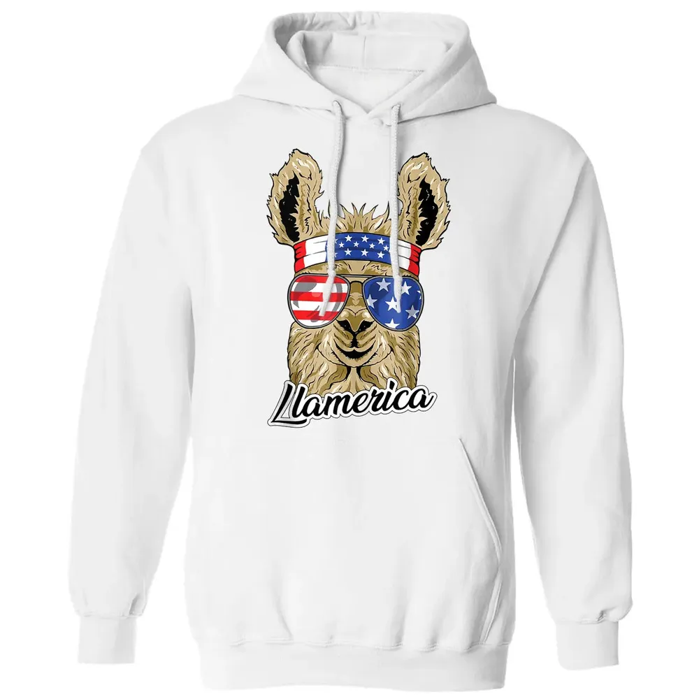 Llamerica American Llama Patriotic USA 4th Of July Funny Classic Unisex Hoodie - 11