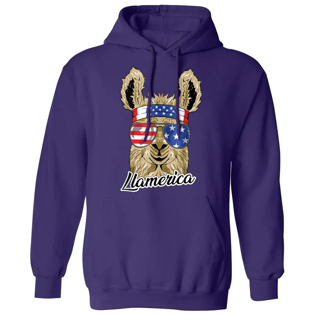 Llamerica American Llama Patriotic USA 4th Of July Funny Classic Unisex Hoodie - 6